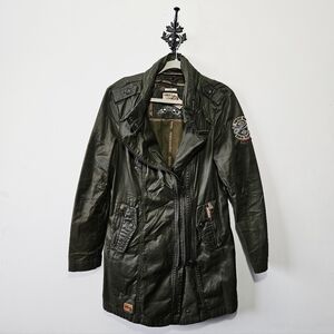 Khujo Waxed Cotton Aviator Jacket Size XL Military Patches
